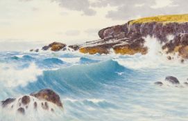 WARREN WILLIAMS (1863-1918) British The Royal Charter Rocks, Moelfre, Anglesey Watercolour, signed,