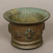 A 17th/18th century patinated bronze mortar Of flared form,