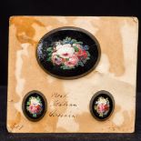 Three small 19th century Italian micro mosaics Each of oval floral form,