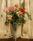 ALFRED LYNDON GRACE (1867-1949) British (AR) Still Life of Roses and Carnations in a Silver