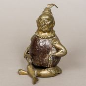 A 19th century bronze mounted coconut inkwell Formed as a Native American Indian,