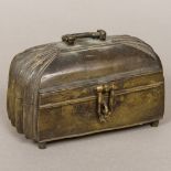 An 18th century Indian bronze box Of hinged domed shaped rectangular form,