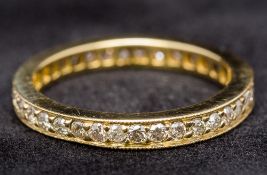An 18 ct gold full eternity ring Of typical form, set with approximately 1 carat of diamonds.