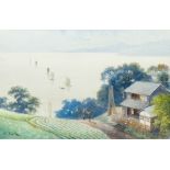 EIZO KATO (1906-1972) Japanese Coastal Scenes Watercolours, signed, framed and glazed. 48 x 31 cm.