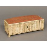A 19th century stag antler clad box Of hinged rectangular form, with upholstered pin cushion lid,