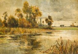 Attributed to ALFRED MUNNINGS (1878-1959) British (AR) River Landscape Oil on canvas, framed.