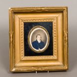 ENGLISH SCHOOL (early 19th century) Portrait miniature of a gentleman in a blue coat Watercolour
