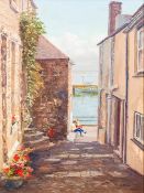 NANCY BAILEY (1913-2012) British (AR) Sitting in Sunshine, St Ives Oil on canvas, signed, framed.