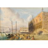 ITALIAN SCHOOL (early 19th century) Figures in a View of Venice Watercolour, framed and glazed.
