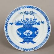 A late 18th/early 19th century Chinese blue and white porcelain plate Centrally decorated with a