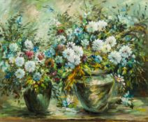 MODERN DECORATIVE SCHOOL Floral Still Life Oil on canvas, signed, framed. 59.5 x 49.5 cm.