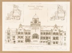 Seventeen architectural plates from The Building News 1890-1899 and The Builder 1898 Framed and