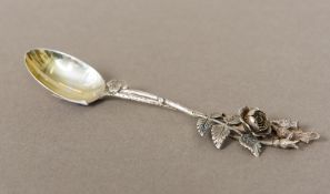 A George V silver teaspoon, hallmarked B