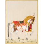 INDIAN SCHOOL (20th century) Horse in Ceremonial Dress Bodycolour with applied semi-precious