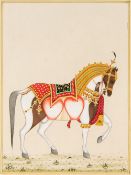 INDIAN SCHOOL (20th century) Horse in Ceremonial Dress Bodycolour with applied semi-precious