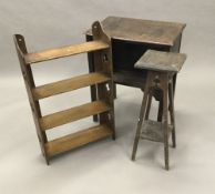 A set of Victorian oak shelves,