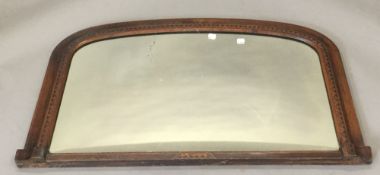 A Victorian inlaid walnut overmantle mirror