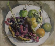 NANCY BLYTH (20th century) British, Still Life of Fruit, oil on board, signed,