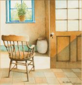 PAUL DAWSON (20th century) British (AR), Chair by the Door, watercolour and bodycolour, signed,