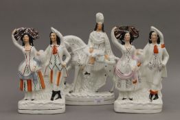 Three large Victorian Staffordshire flat back figures