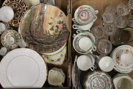 Two boxes of miscellaneous china and glass, including Royal Doulton, Crown Derby, etc.