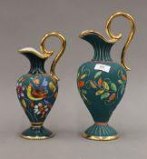 A pair of Henri Bequet hand painted vases