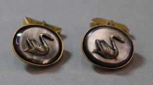 A pair of Michael Michaud mid-century black mother-of-pearl cufflinks,