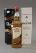 Scotch Whisky, three bottles; The Macallan Single Highland Malt 10 Years Old,