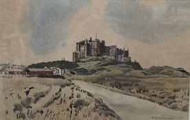 BYRON ERIC DAWSON (1896-1968) British, Bamburgh from the South, Northumberland, watercolour, signed,