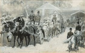 JOHN CHARLTON (1849-1917) British, The Wedding Procession, en-grisaille watercolour and bodycolour,