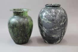 Two turned hardstone vases