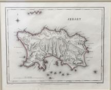 J & C WALKER After R Creighton, Jersey, engraved map,