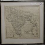 An 18th century framed map of Hindostan,