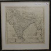 An 18th century framed map of Hindostan,