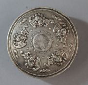 A Chinese round silver box