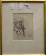 ENGLISH SCHOOL (late 19th/early 20th century) Portrait, possibly of Mr Pickwick, pencil,