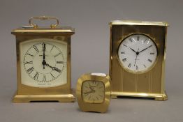 Three gilt brass mantle clocks