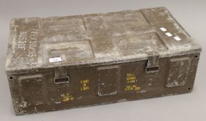 A vintage metal painted military ammunition box,
