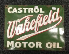 A Castrol Wakefield Motor Oil enamel sign