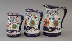 A set of three Mason's Ironstone graduated jugs