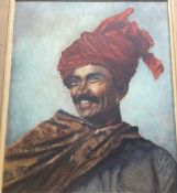 INDIAN SCHOOL (20th century), Portrait of a Rajasthani, oil on board,