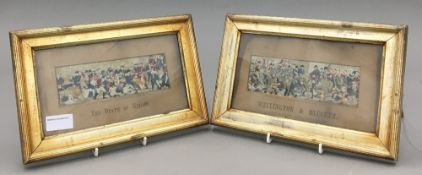 A pair of Stevengraph silk pictures, The Death of Nelson,