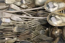 A good quantity of 19th century plated flatware,