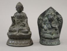 A Chinese bronze model of Buddha and a model of Ganesh