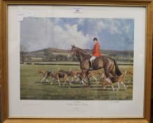 NEIL CAWTHORNE, Jim Webster the Belvoir Huntsman on Cassidy, limited edition print,