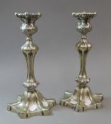 A pair of good quality James Dixon & Sons silver plated candlesticks