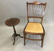 An inlaid mahogany bedroom chair,