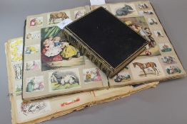 A Victorian decoupage scrap book comprising greeting cards, etc.