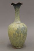 A Chinese pottery vase with blue and eggshell glaze