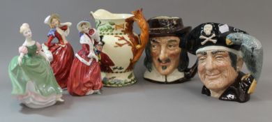 Two Royal Doulton large character jugs, Izaak Walton (D 6404) and Long John Silver (D 6335),